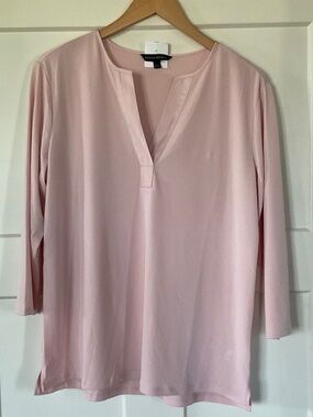 BANANA REPUBLIC WOMEN'S V-NECK 3/4 SLEEVE BLOUSE LIGHT PINK NWT